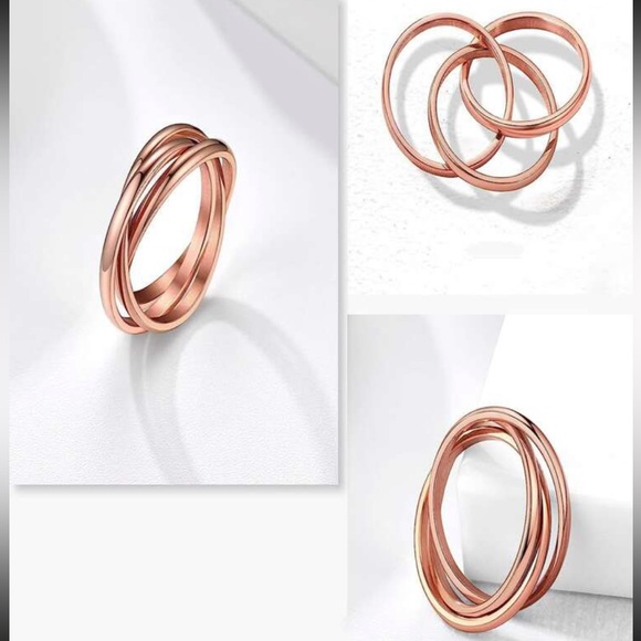 Gold-Tone Interlocking Stainless Promise Ring - Picture 3 of 4